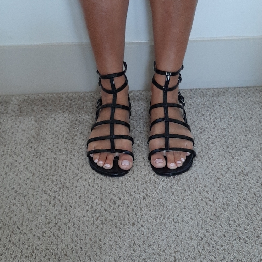 Express black patent gladiator sandal